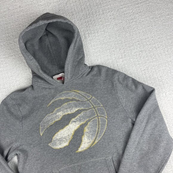 Toronto Raptors Mitchell & Ness NBA Sweatshirt Hoodie Gray Golden logo Men M - Picture 2 of 16